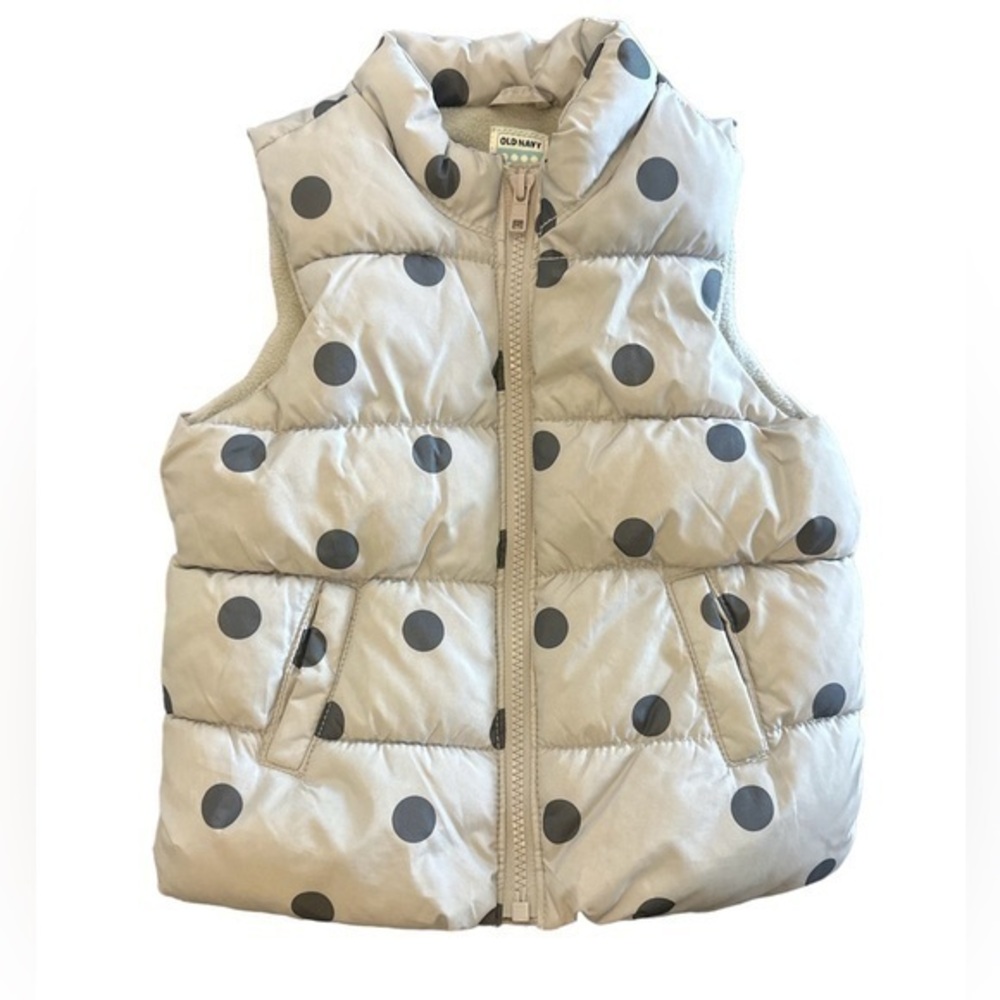 Old Navy Kids Gray Polka Dot Puffer Vest Size 3T